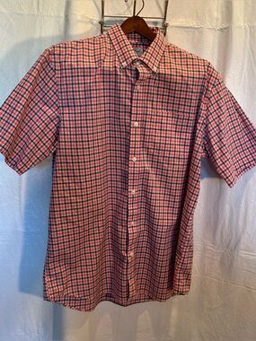 L.L. Bean Men's Short-Sleeve Plaid Button-Down Shirt - Red & Blue
